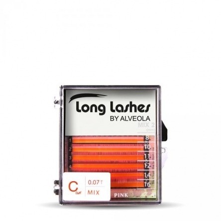 Long Lashes szempilla színes MIX pilla -PINK C 0,07-8-10-11-12-14-16mm