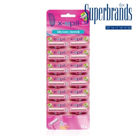 X-Epil Silky 2 pengés borotva gumírozott nyéllel 12db/levél